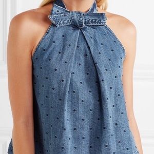 Ulla Johnson polka dot denim top size 6